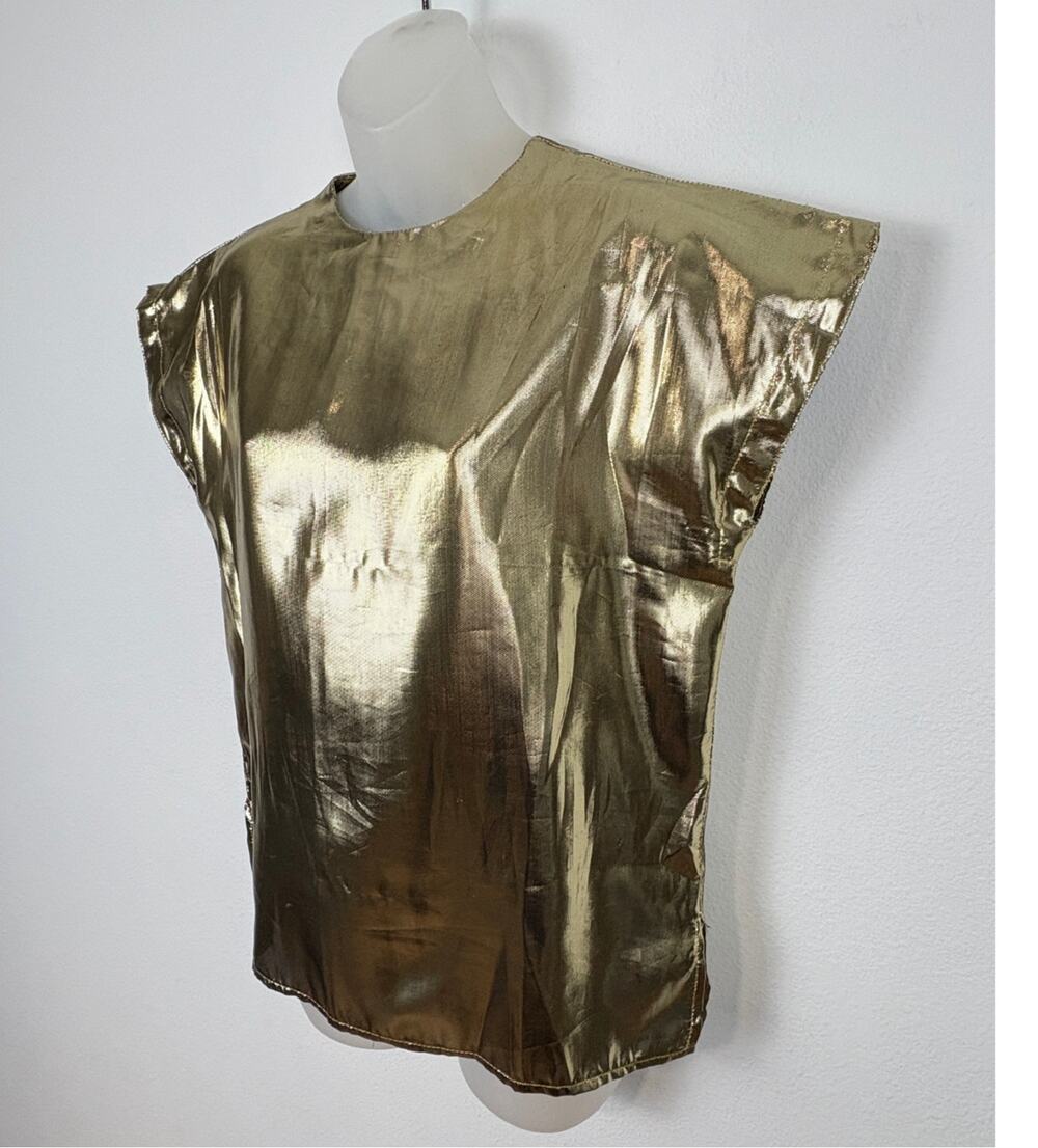 Vintage 70s 80s Campus Casuals of California Gold Metallic Shiny Disco Top M NEW